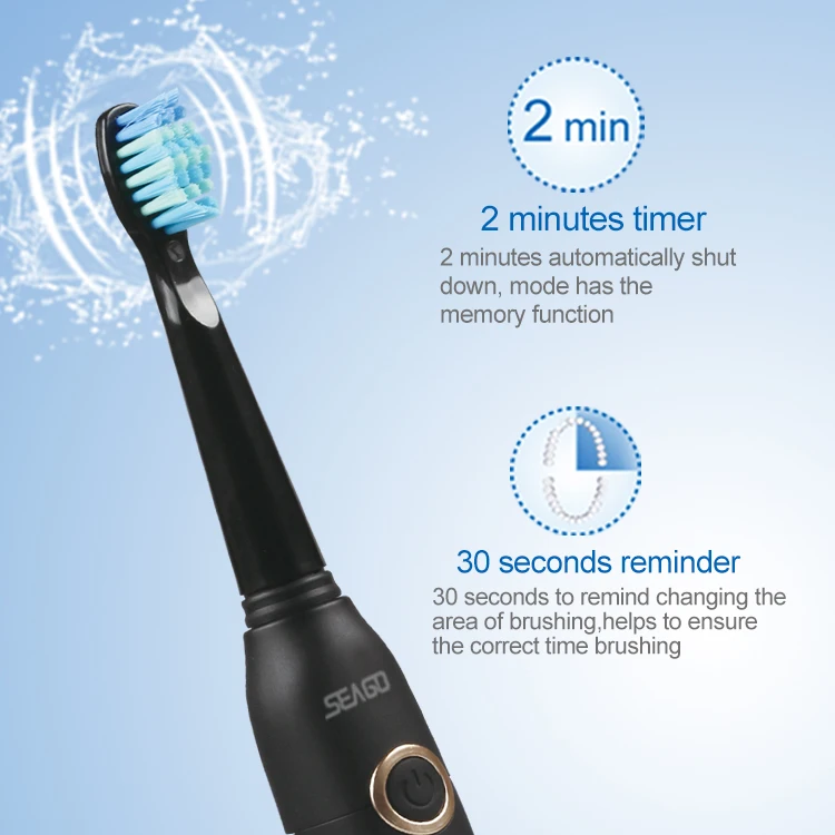 Seago Sonic Electric Toothbrush USB Rechargeable Brushes Waterproof Soft Bristles Teeth Whitening Smart Timer Adult Oral Health