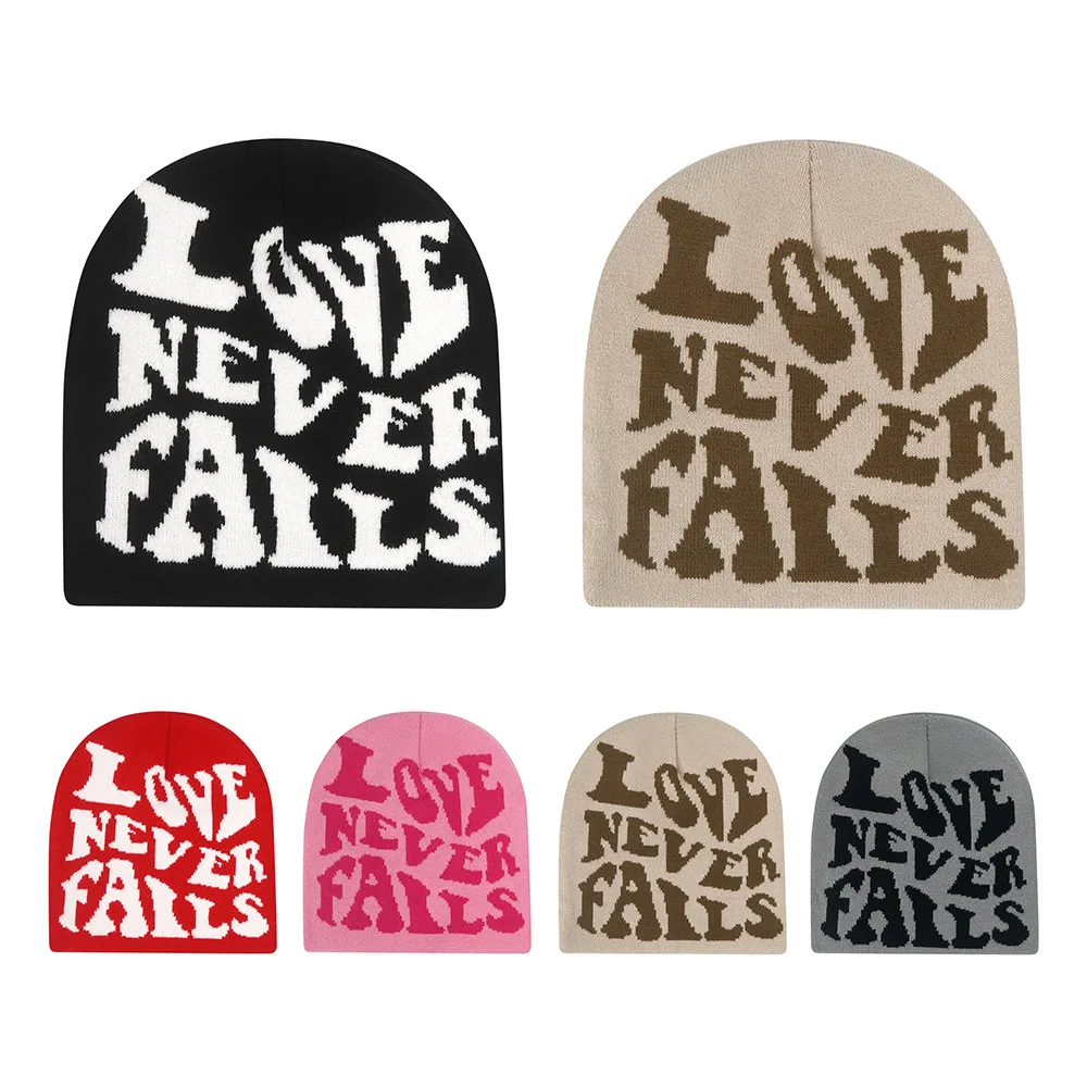 Unisex LOVE Knitted Hat Autumn Winter Warm Wool Beanies Hip Hop Y2K for Women Men Ear Gorras Skiing Cap Cycling Outdoor Couple