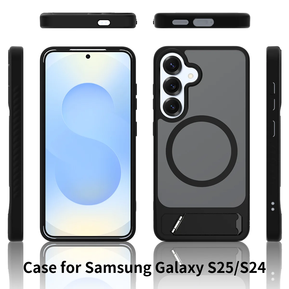 

For Samsung S25 Edge/S25 Ultra S24+ S23 Plus Phone Case Frosted Skin Feeling Magnetic Charging Folding Stand Shockproof Cover