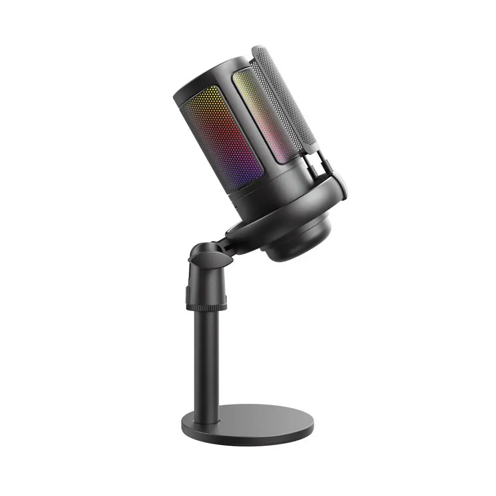 Microphone de jeu sans fil ME6S RGB, conférences vidéo, chant en direct, enregistrement, maximum 110 dB, fabriqué en métal ABS