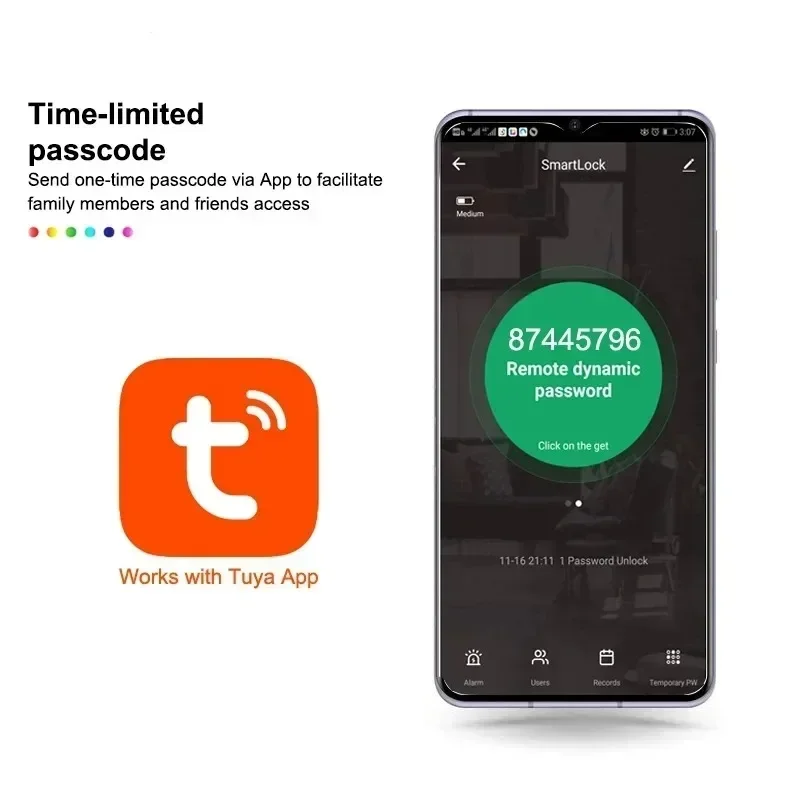 Imagem -03 - Tuya Smart Life App Bloqueio de Controle Remoto Porta Inteligente Impressão Digital Senha Bloqueio Entrada Keyless Punho de Segurança Segurança Pendurar