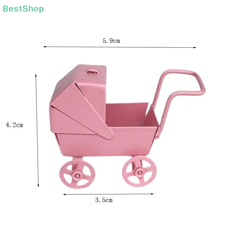 ♥ 1:12 Casa delle bambole Rosa Mini Risciò Passeggino Modello Scena Accessori Puntelli