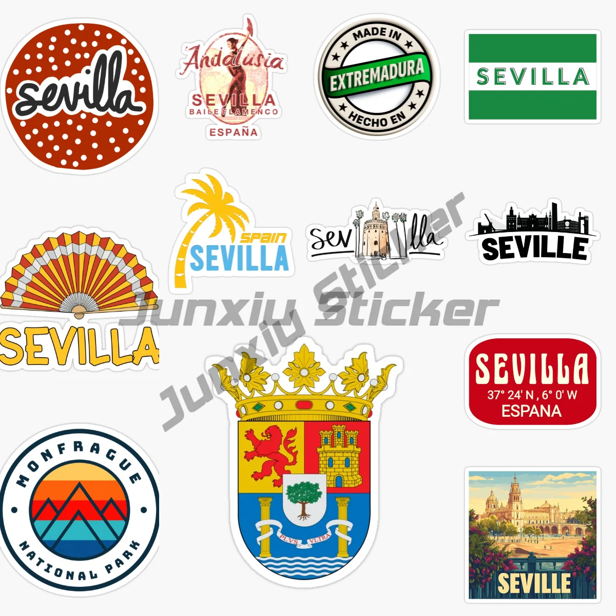

Seville Spain Flag Map National Emblem Decal Vinyl PVC Suitable for Scooters, Motorcycles, Cars Decal