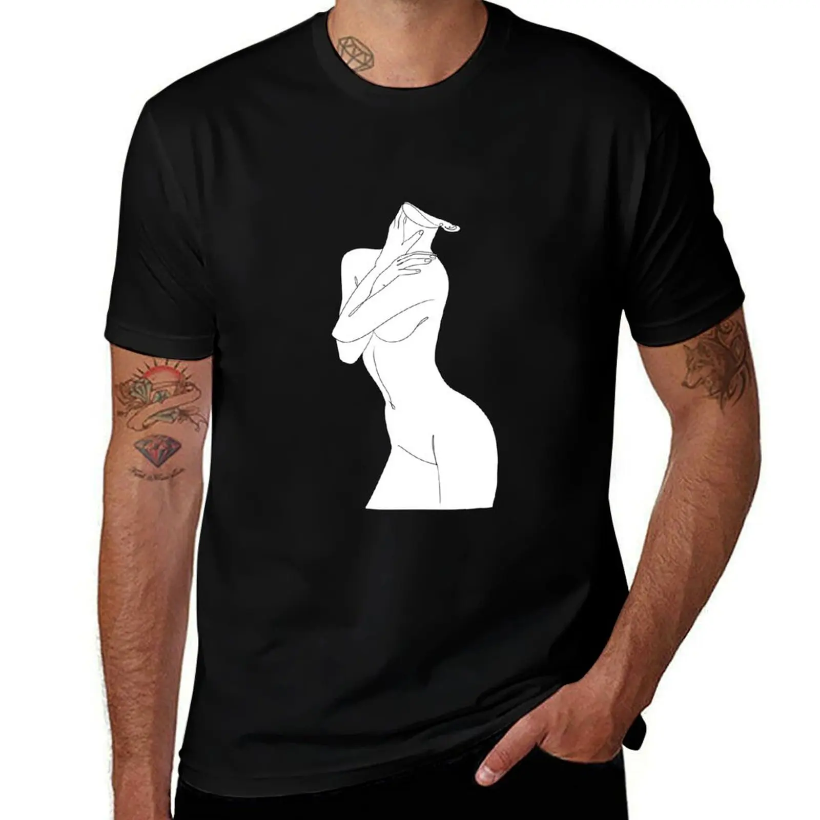 

Female Nude . Single Line Drawing T-Shirt man t shirt summer t shirt for man 100 percent cotton T-Shirt
