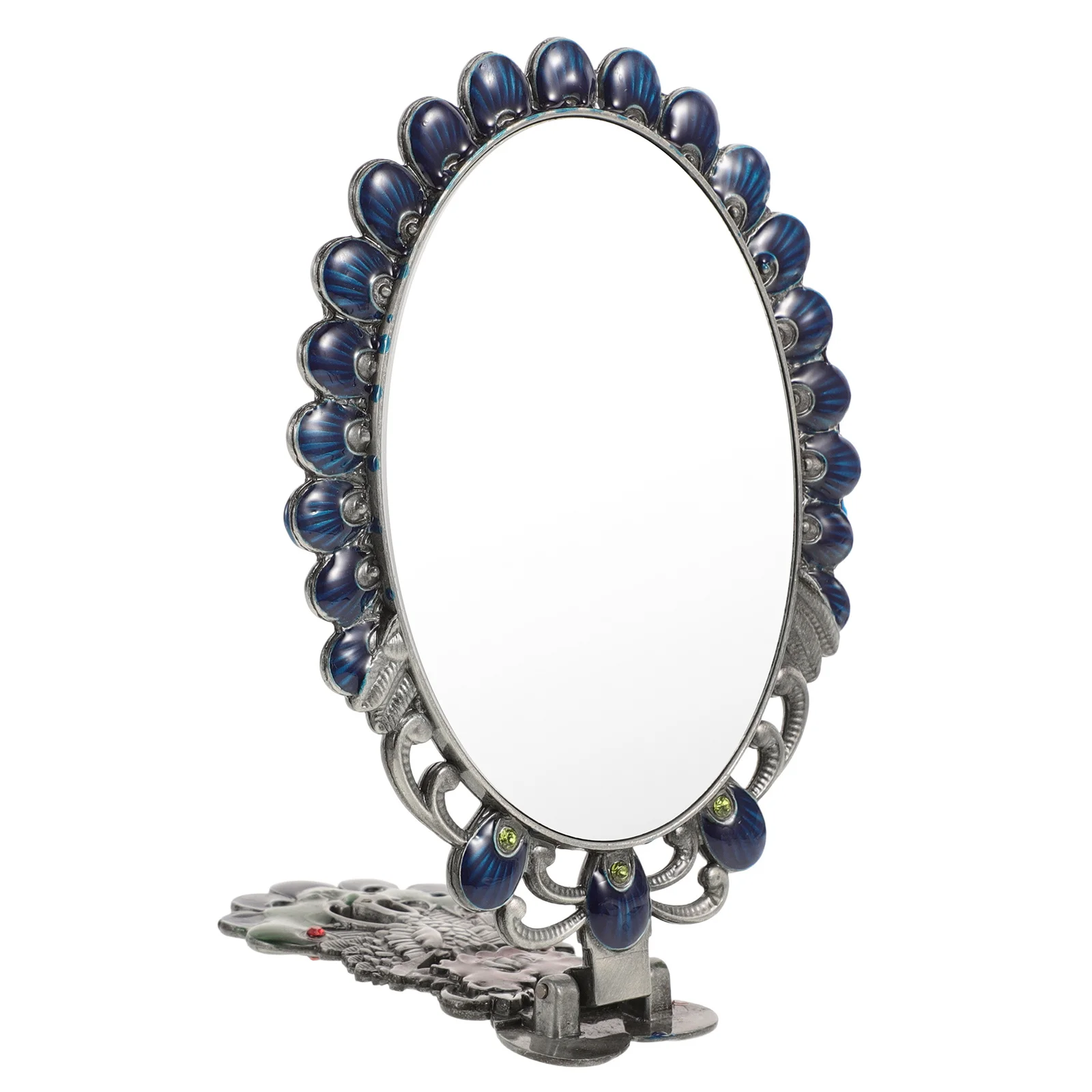 

Finish Hand Mirror Vintage Style Portable Folding Mirror for Women Hd Clarity Elegant Peacock Design Dressing Table