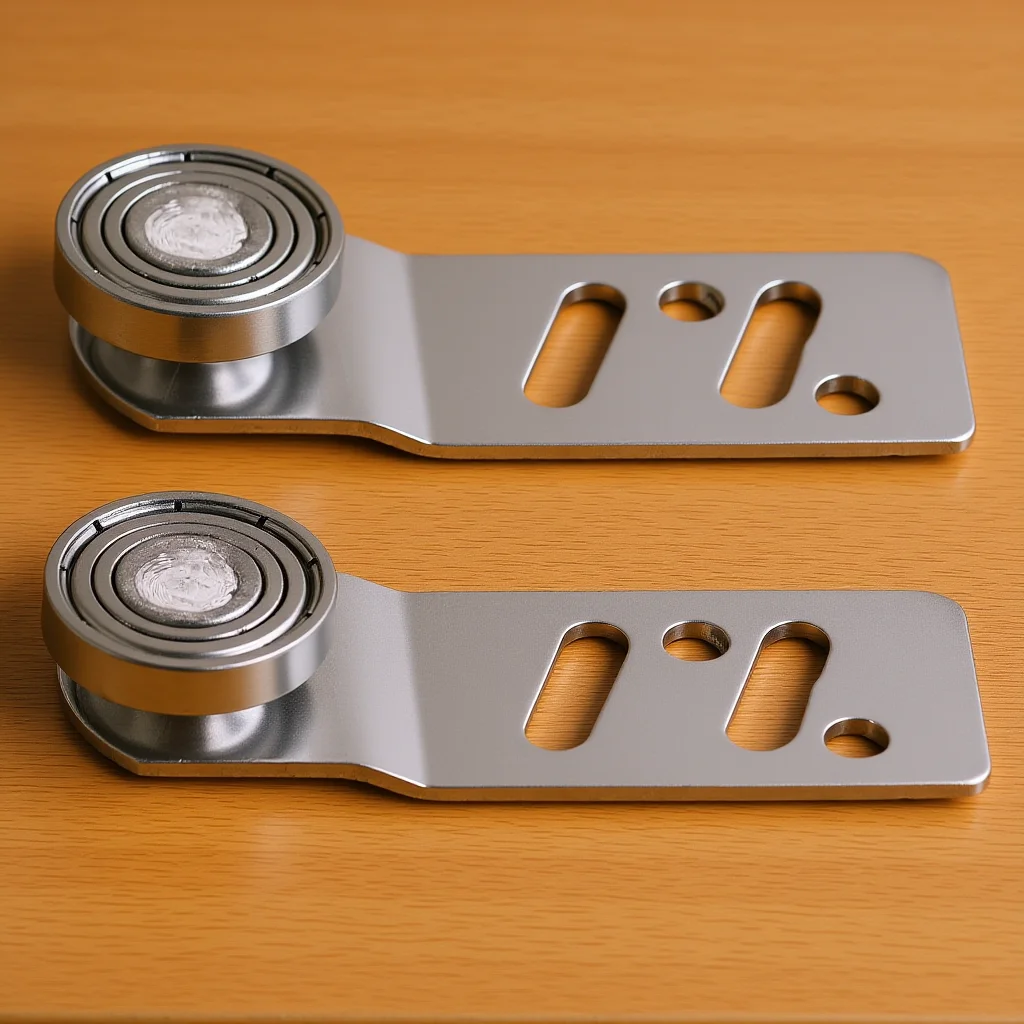 

1Pair Stainless Steel Sliding Door Pulley 23mm Axle Heavy Duty Angled Sliding Runner Steel Ball Bearings Stable Smooth Warehouse