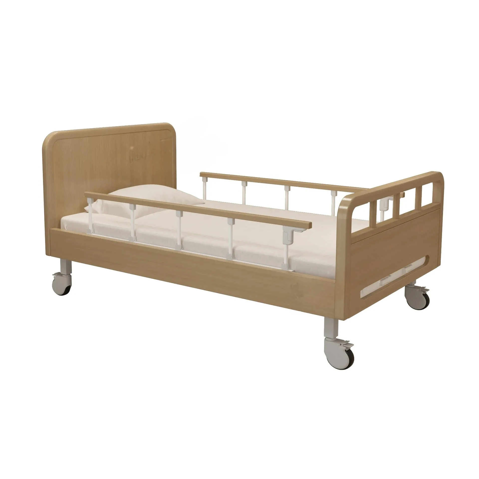 household solid wood multi-function, manual lift and turn over, nursing home with guardrail senior-friendly furniture
