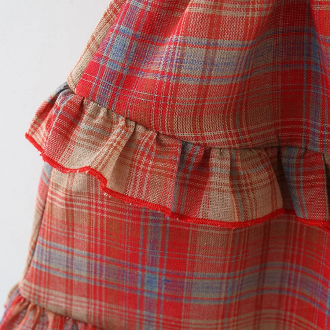 فستان بناتي صيفي من عمر 0 إلى 2 سنة على الطراز الكوري فستان قطني بحمالات منقوشة باللون الأحمر مع قبعة ملابس للفتيات في عيد الميلاد #5