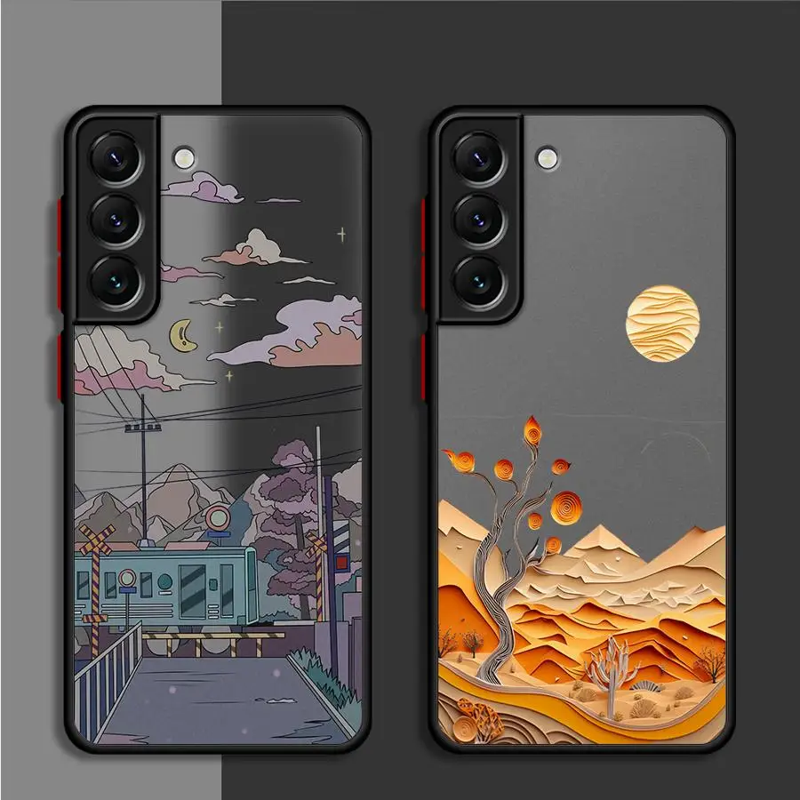 Summer Sky Suspension Matte Case For Samsung Galaxy S24 S22 S23 S20 S21 FE S10 Plus Capa Note 20 Ultra 10 Lite Phone Fundas