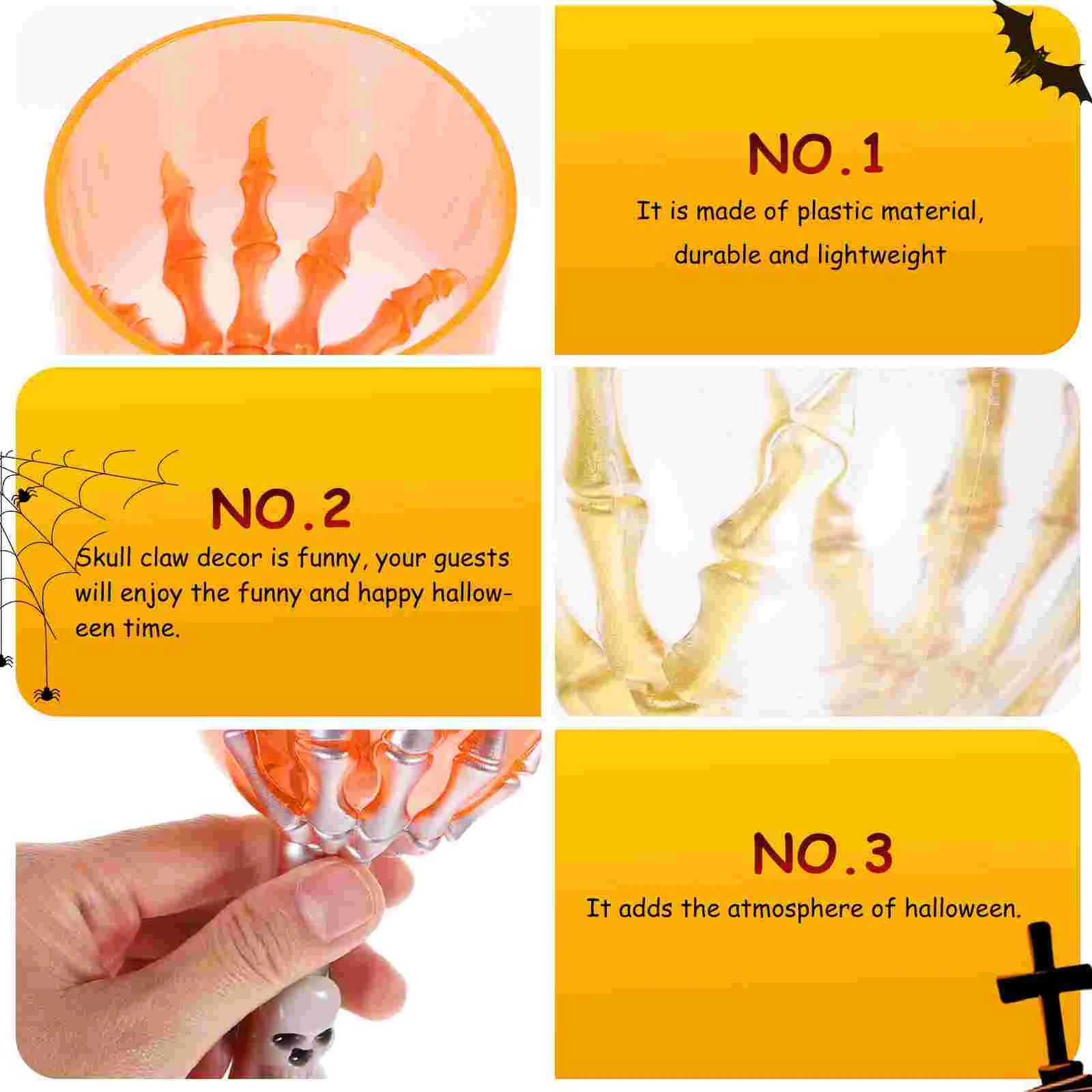 Halloween Plastic Goblet Skull Claw Decor Plastic Goblet Prop for Bar KTV Store (Non-Luminance Pattern, Random Color)