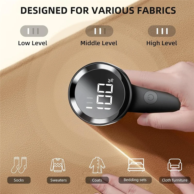 A97G USB المحمولة النسيج مزيل الكرة المنزلية الرقمية مع 3 سرعات لبيانات الملابس والسجاد