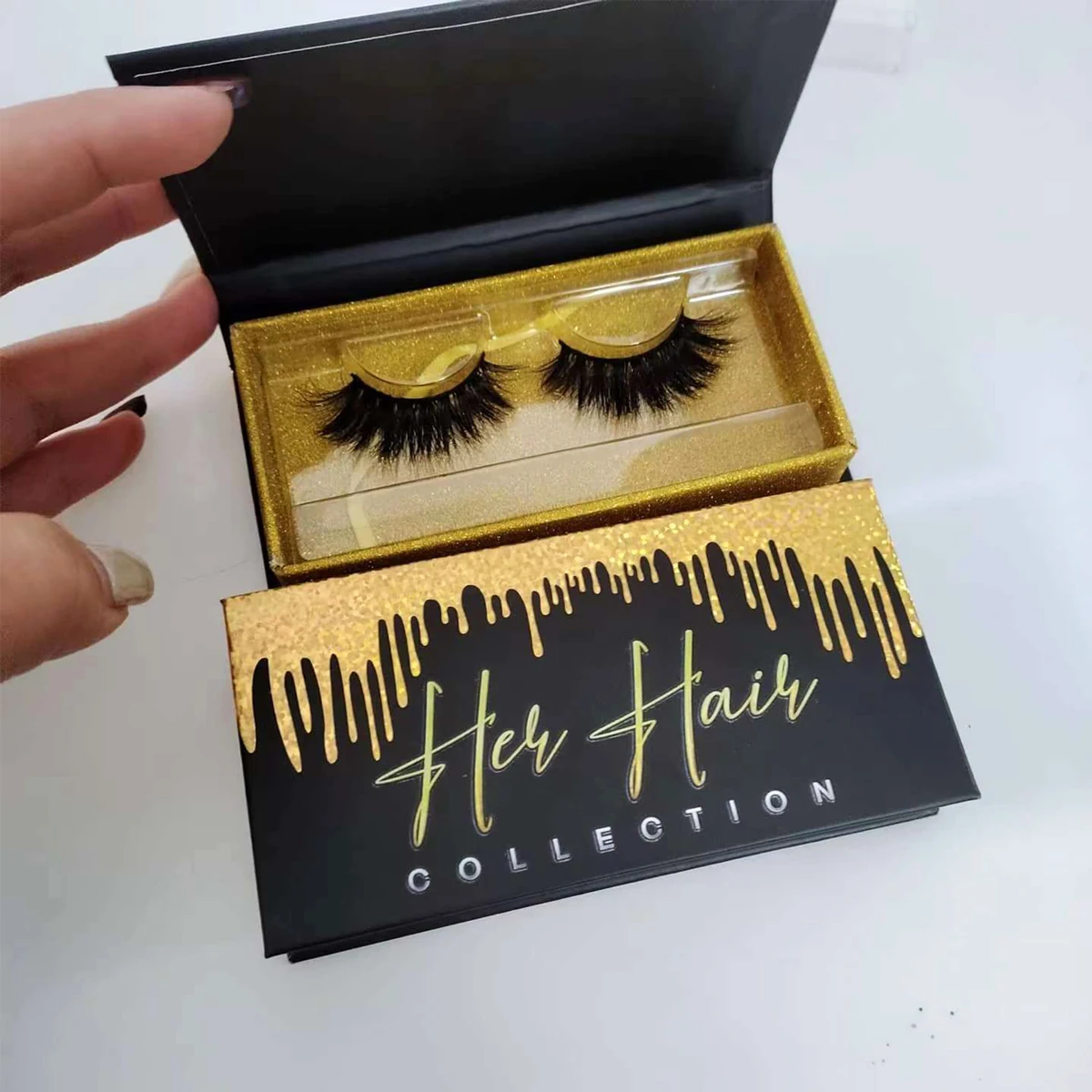 Nail BoxesPackaging Customize Logo Strips Eyelash Package Fluffy Natural Russian Lashes Cases Makeup Cluster Lash Packaging Bulk