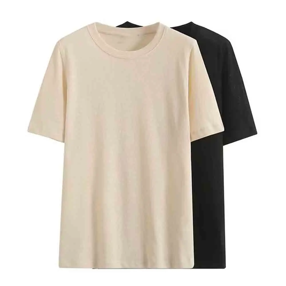 

linen Basic Solid T Shirt Women Short Sleeve O Neck Loose Tshirt 2023 Summer Women Causal Tee Shirt Tops Mujer 0683877