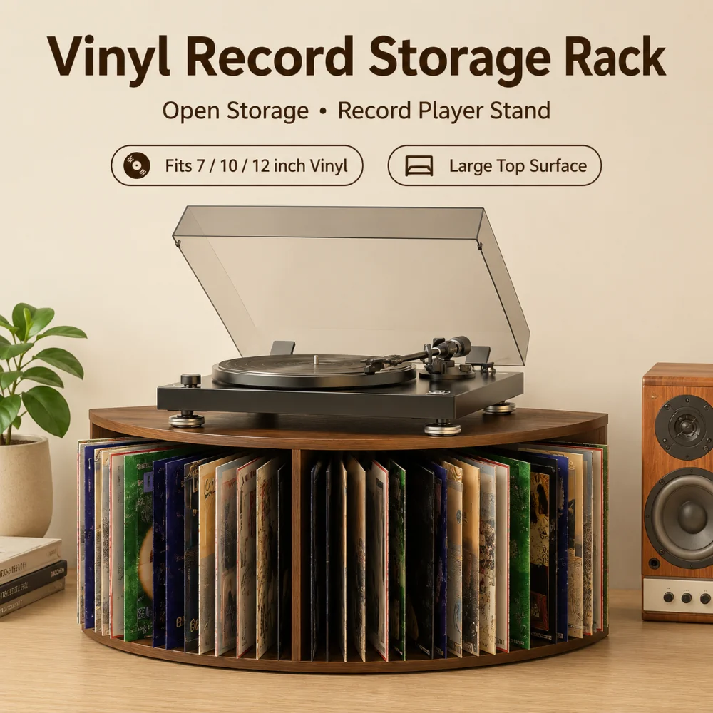 Home Cinema Room Accessories - Modern Record Display Stand บันทึกไวนิลชั้นวางของพร้อมพื้นที่แผ่นเสียง 55