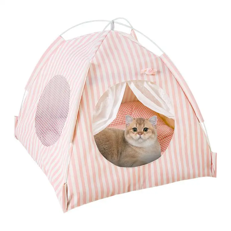 

Portable Cat Tent House Semi-Enclosed Mesh Animal Tent Four Seasons Comfortable Puppy Cushion Detachable Washable For Mice