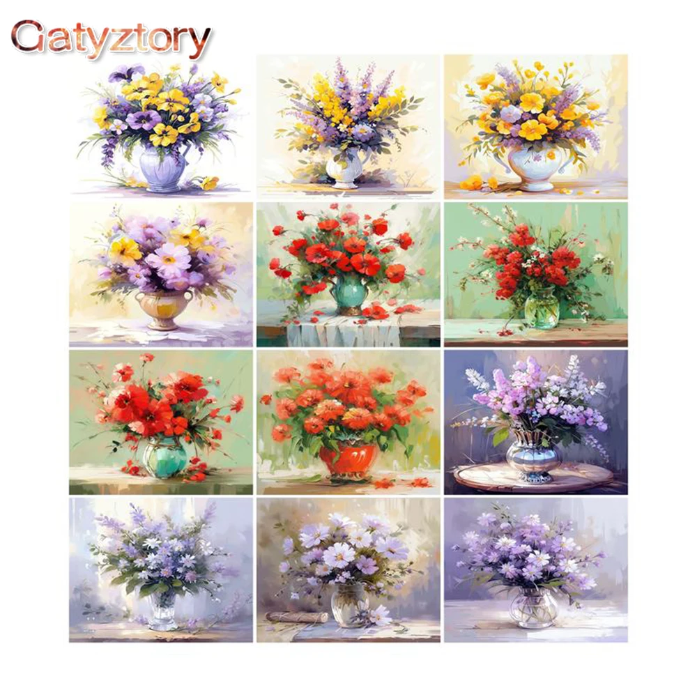 

GATYZTORY 60x75cm DIY Painting By Numbers Kits Flower Picture By Number Home Wall Art Decor Craft Acrylic Paint New Arrival