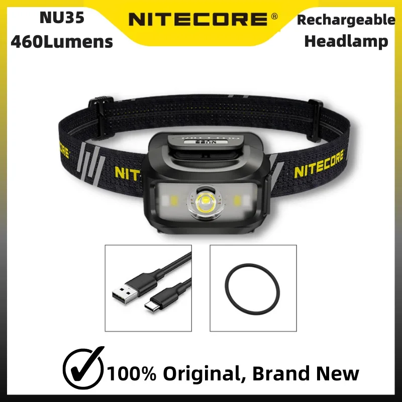 NITECORE NU35 headlamp 460 Lumens Can Use both The Built-in Battery or AAA Battery ,USB-C Direct Charge EDC flashlight