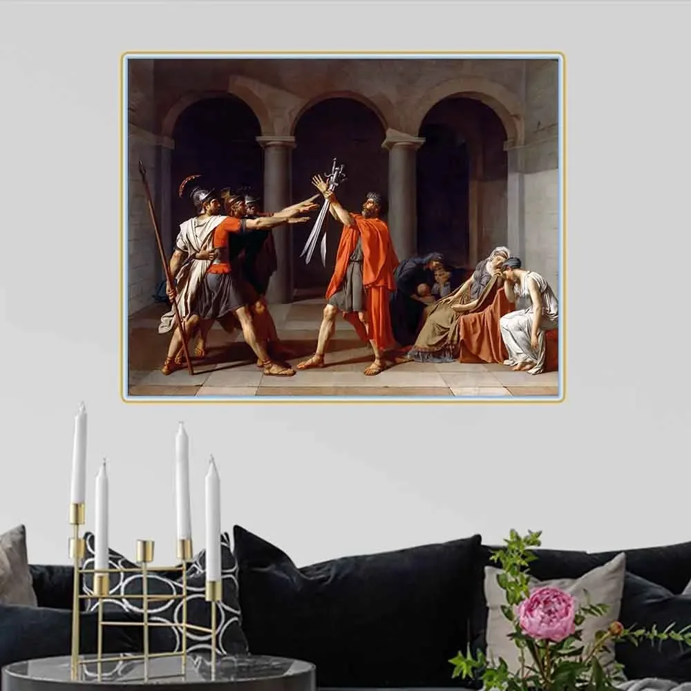 Jacques-Louis David - The Oath of Horatii Canvas Oil Painting Art Picture Wall Decor Hanging Poster Home Living Room Decoration