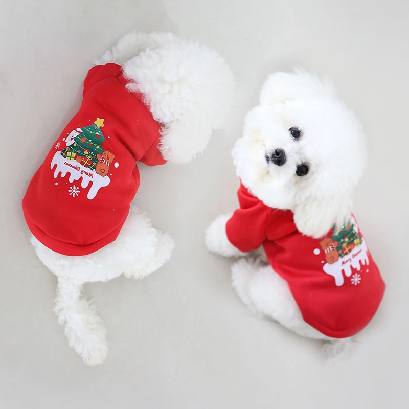 Christmas Prints Pet Dog Clothes Winter Warm Cold Proof Puppy Hoodies Fashion Pet Dogs Clothing Pet Supplies Gifts