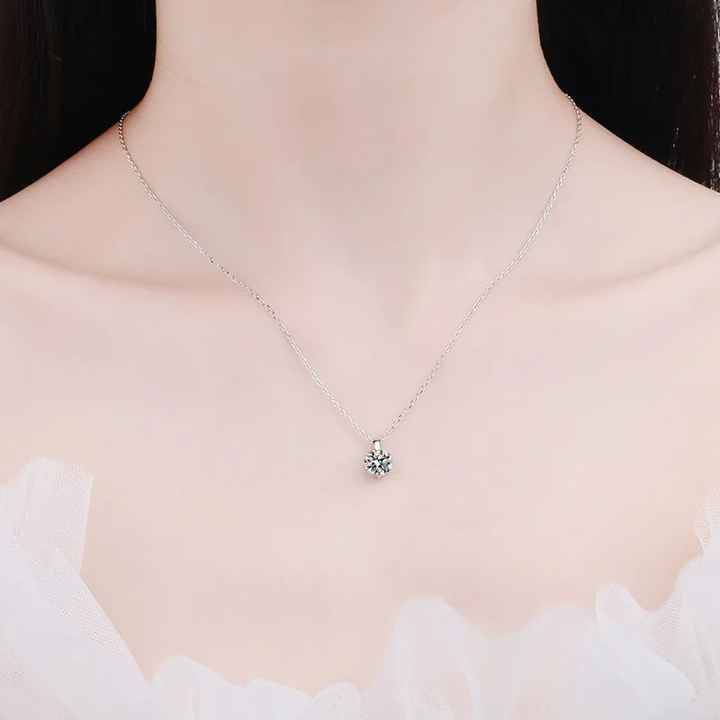 S925 Pure Silver Moissanite Necklace Women's Collarbone Chain