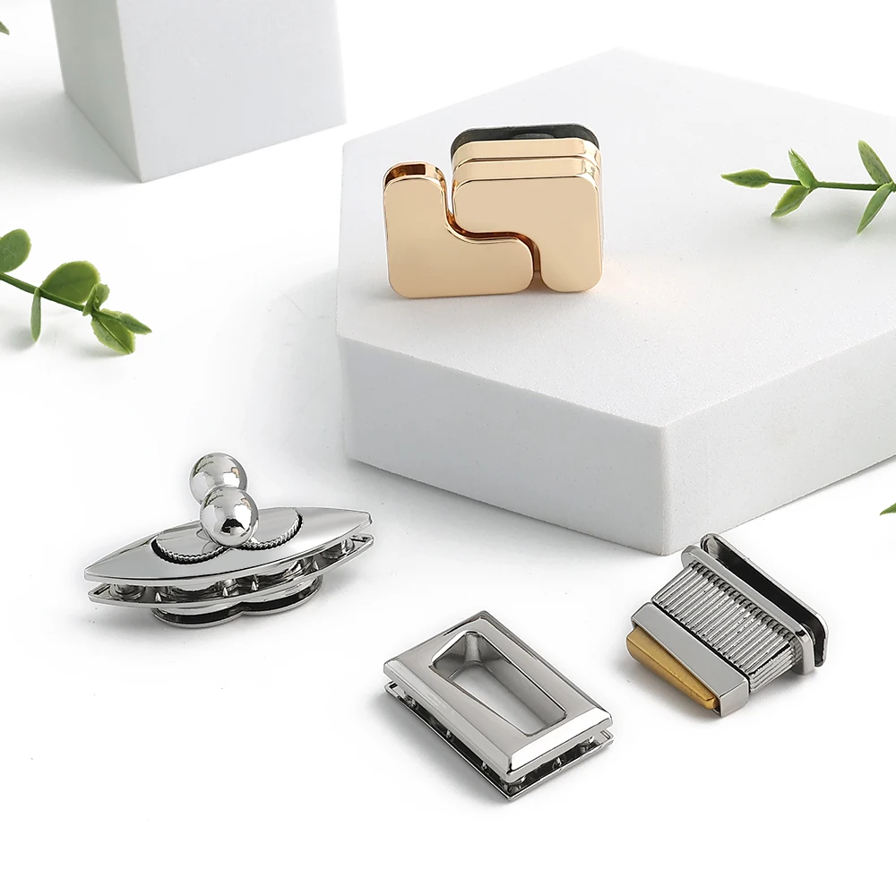 2/5/10Sets Satin silver Metal Square Tiny Bag Turn Lock Twist Lock Clasp For Women Handbag Shoulder DIY Hardware Accessories