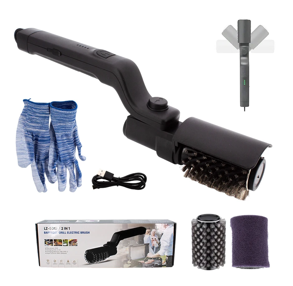 Electric Grill Brush, Multifunctional High Torque Grill Brush with 3-Speed Modes, 20kg Max Torque BBQ Cleaner Safe for Porcelain Cast Iron Stainless Steel, Reinforced Steel Bristles