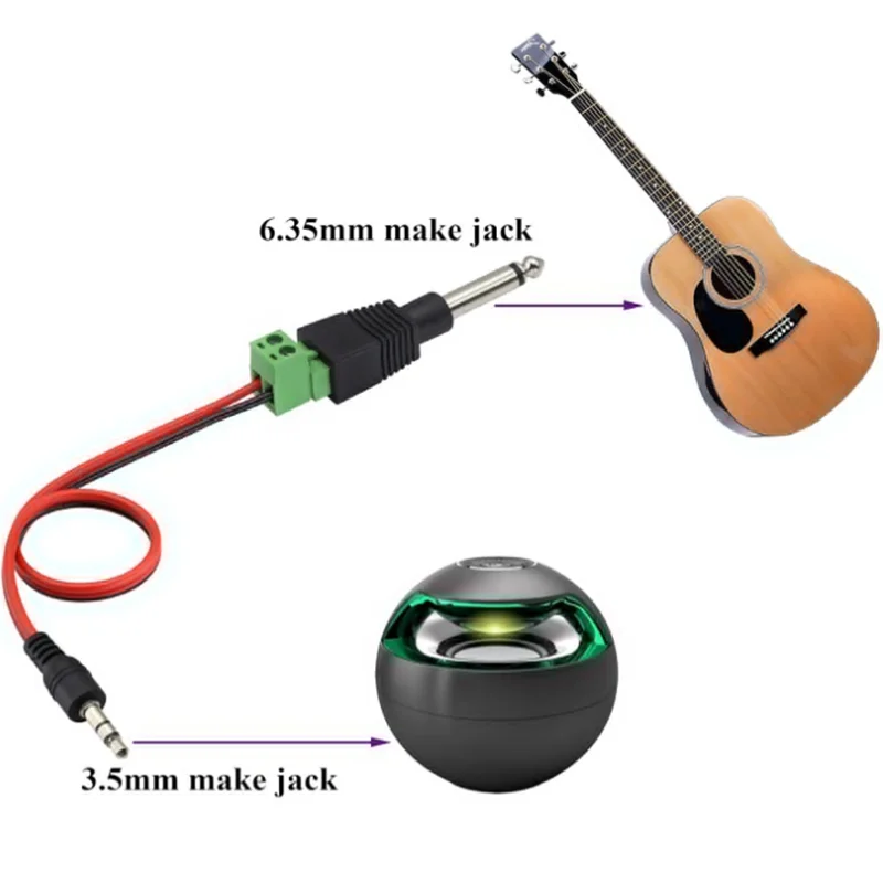With Shielded Terminal Plug Adapter Adapter Free Solder Audio 6.35mm Monophonic Stereo to 5-pin Female Screw Connector