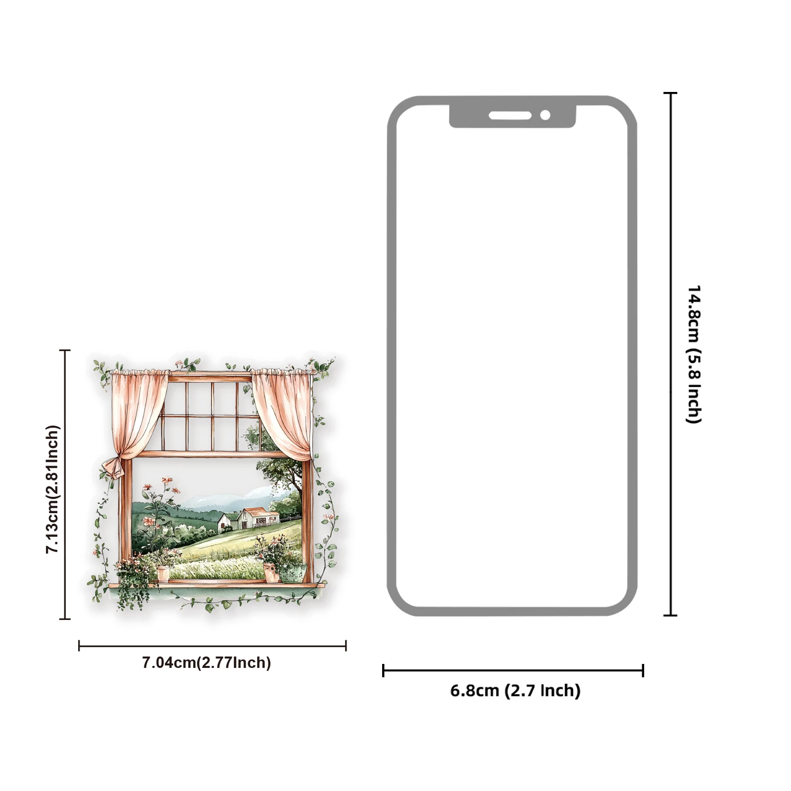 Etori Life Mountain Window Foggy Landscape Vintage Pattern Pet Stickers DIY Album, Scrapbook Supplies, Notebook, Phone Stickers, Children's Gift Paper Bags, Craft Decoration, Toy Stickers