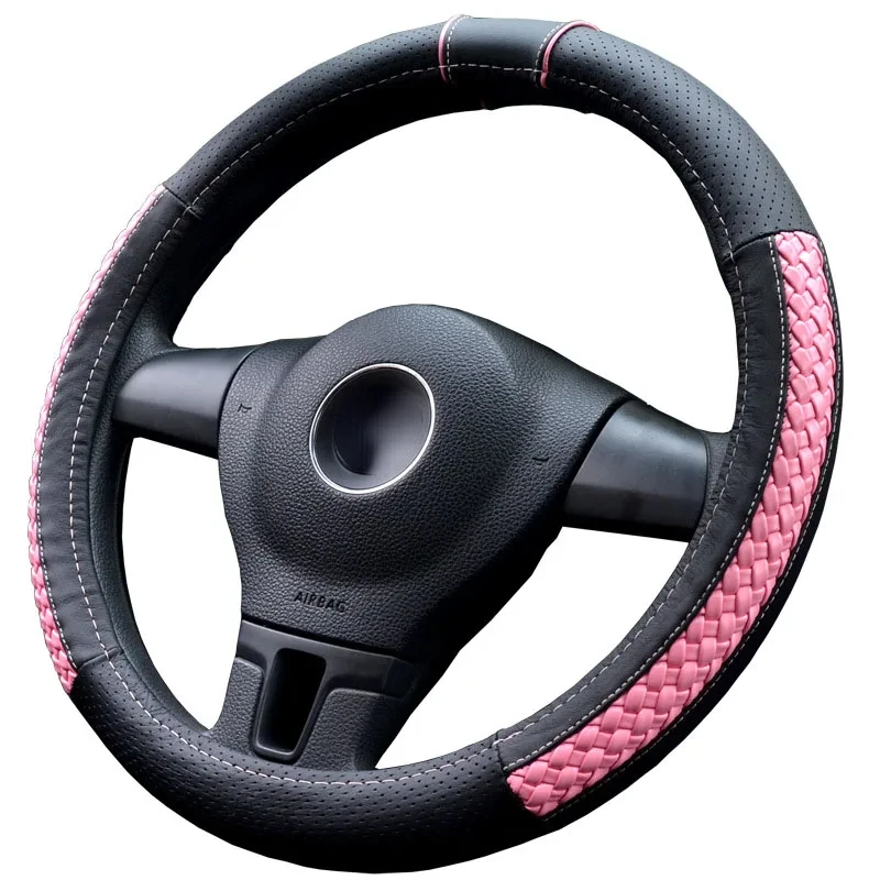 Car Steering Wheel Cover Universal Braid Cover on Steering Wheel Diameter 37 38cm for Bmw Audi Toyota Ford Mazda honda kia