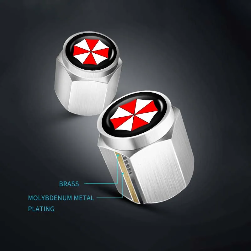 5Pcs Aluminum Alloy Car Valve Caps Dust Covers Rim Accessories For Umbrella Corporation Logo Automobiles Car Accessories