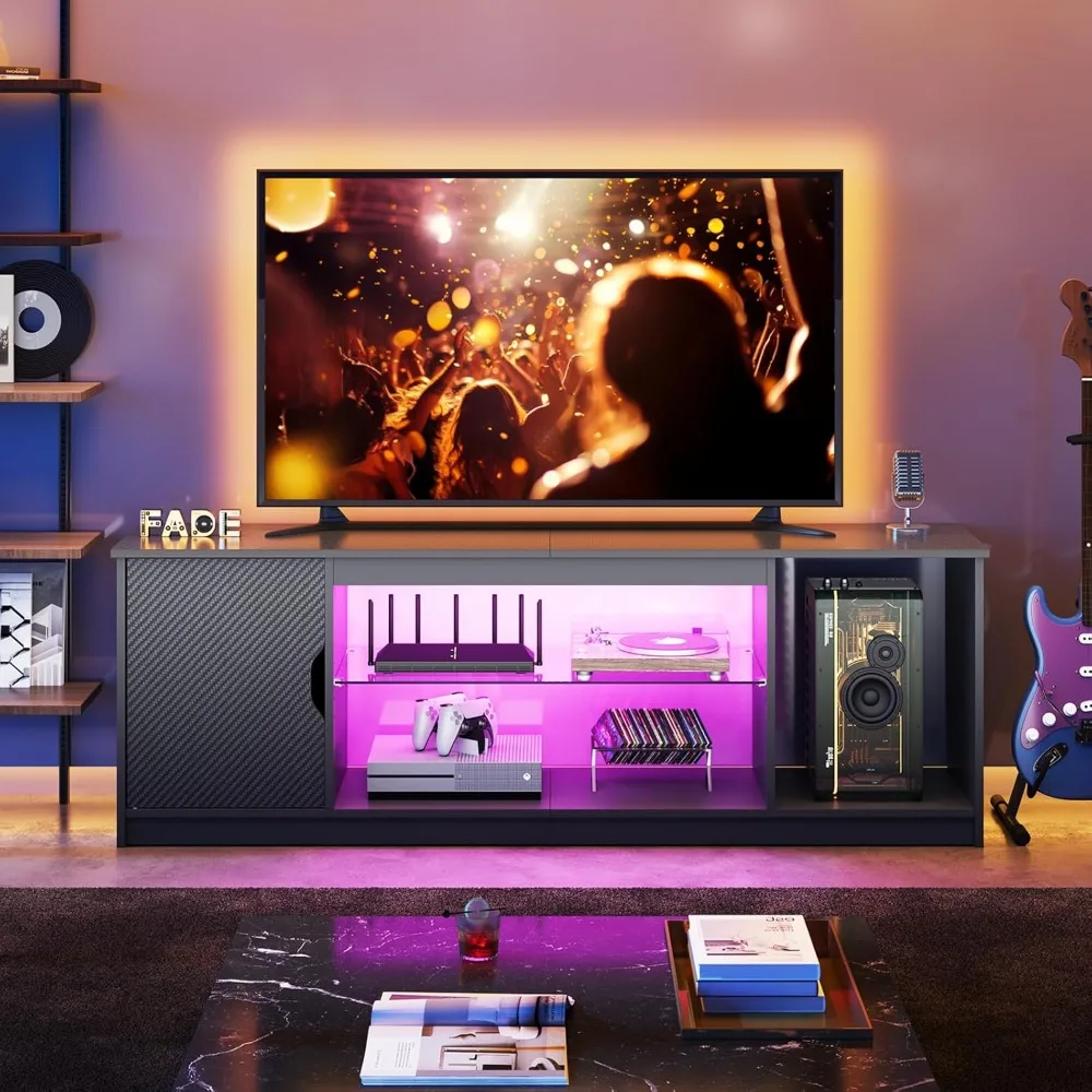 

The best LED TV stand for 55/60/65 inch TVs, gaming and entertainment center with PS5 cabinet, modern TV cabinet with regulator