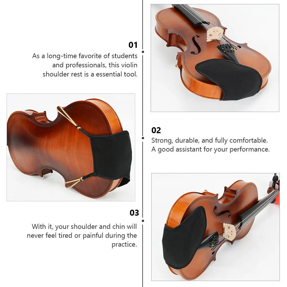 

1pc Violin Shoulder Rest Black Portable Comfortable Anti-Slip Pad For Students Professionals Durable Lightweight Chin Support
