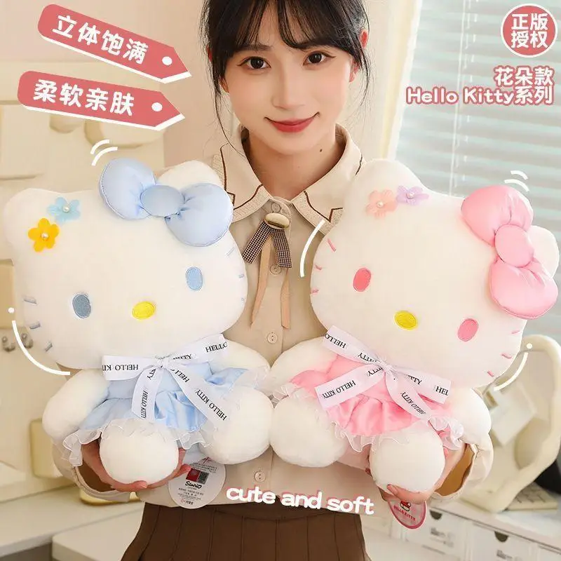 21Cm Authentic Product with Tag Hello Kitty Flower Series Sit Posture Plush Doll Throw Pillow Accompanied Sleep Doll Friend Gift