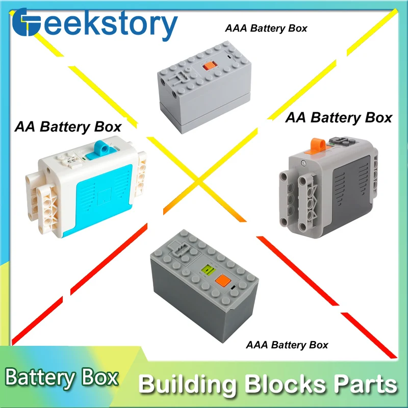 AA/AAA Battery Box (Without Battery) Control Power Parts For MOC Technology PF Building Blocks 8881 8800 Car Train Motor Toys