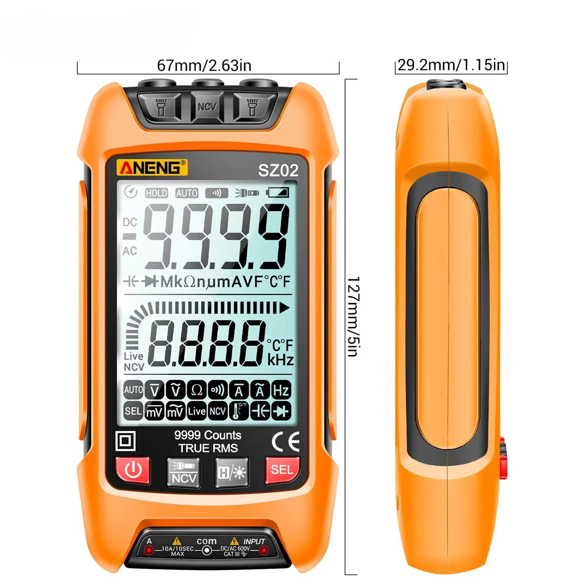 SZ02 Digital Multimeter Transistor Smart Testers 9999 Counts True RMS Auto Electrical Capacitance Meter Temp Resistance - Image 6