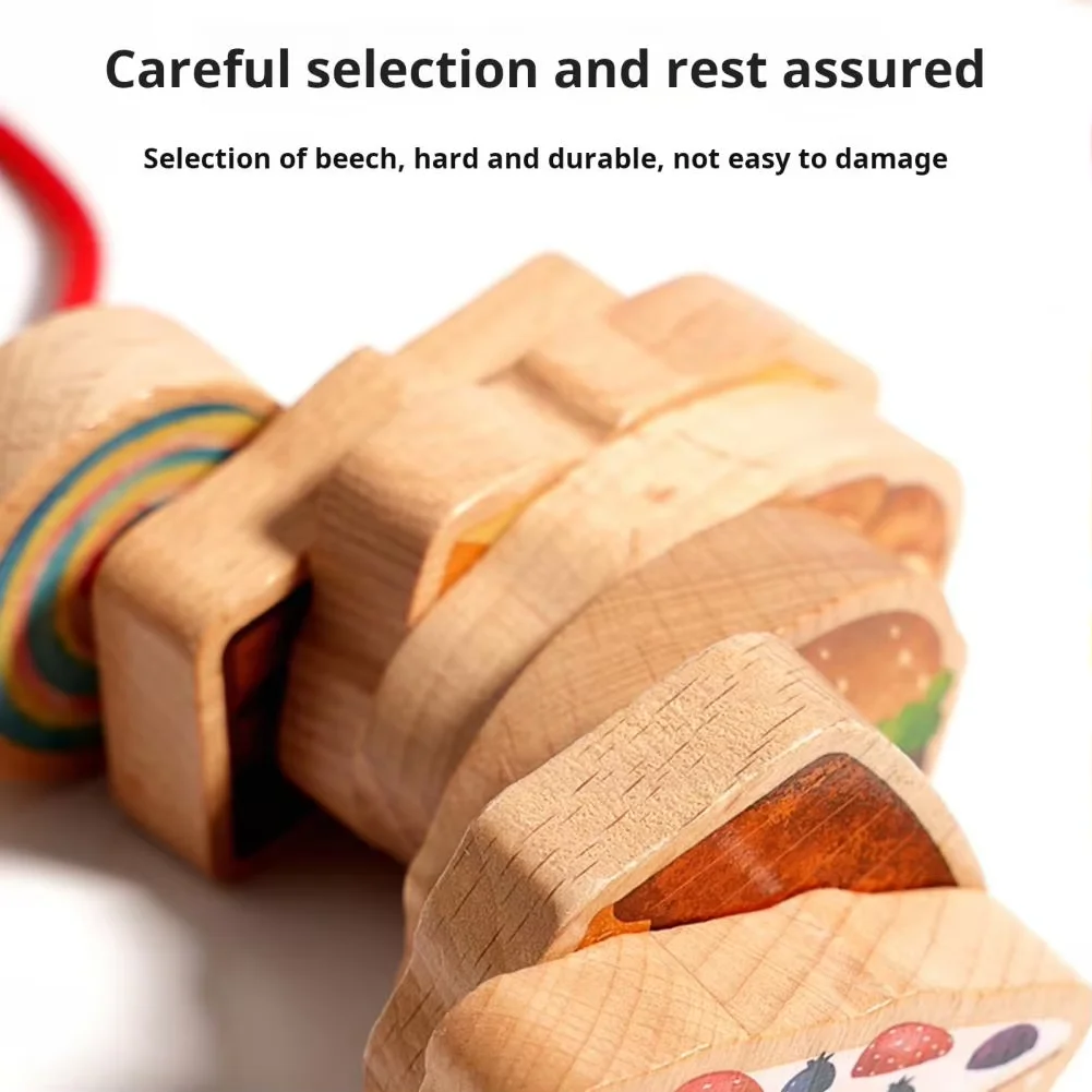 Jogo montessori de contas de laço de frutas e alimentos para crianças pequenas, cor e formato, correspondência cognitiva, treinamento de habilidades motoras finas