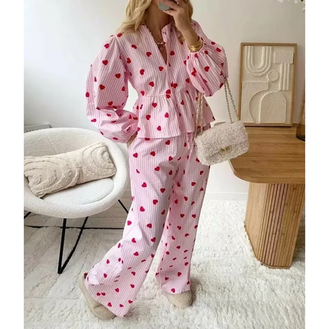 Combhasaki Женская пижама  Love Heart розовый полиэстер