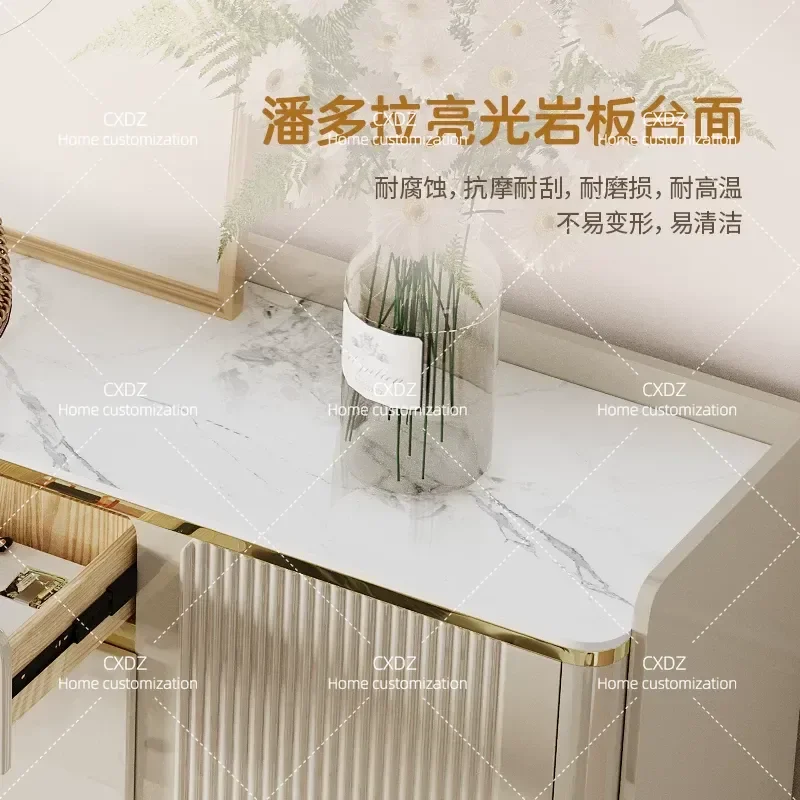 Modern Simple Shoe Cabinet for Home Entrance Integrated Partition Storage Rack with Rock Slab Top Household Doorway Organizer