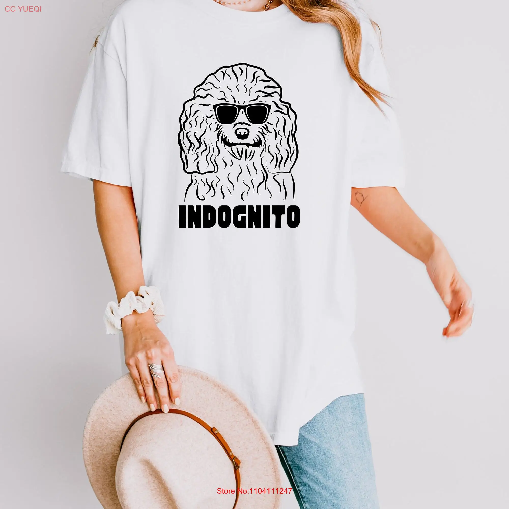 Indognito Incognito Funny Poodle Dog Sunglasses Heavy Weight Comfort Colors T Shirt long or short sleeves