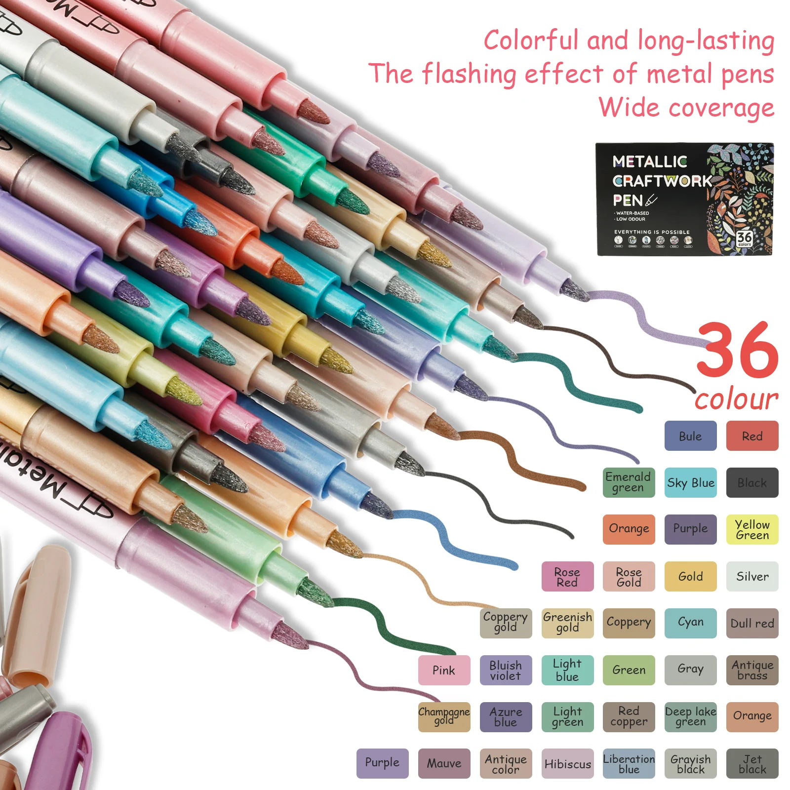 

Metallic Marker Pens 36/24 Colors Dual Tip Acrylic Paint Pens for DIY Arts & Crafts, Glass, Wood, Card Making Christmas Gifts