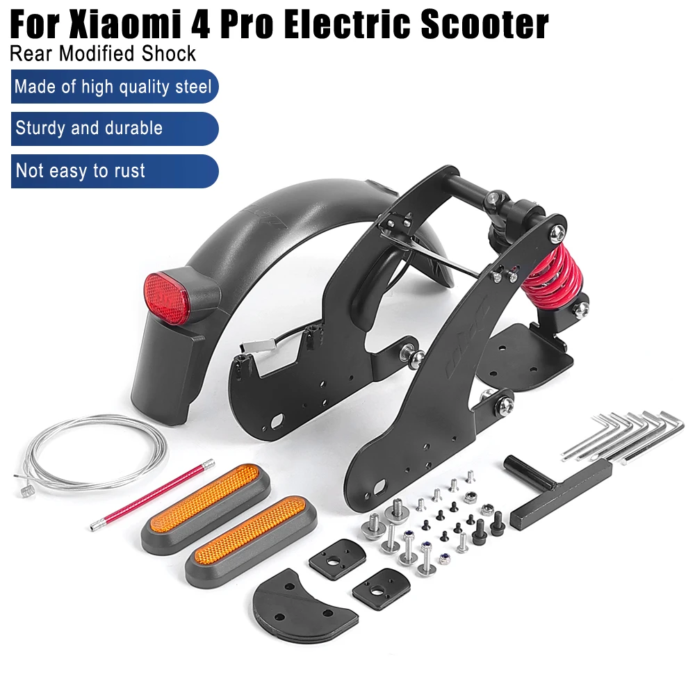 

Upgraded Rear Suspension Kit For Xiaomi 4 Pro Electric Scooter Durable Rear Shock Absorber With Fender Taillight Kit Parts