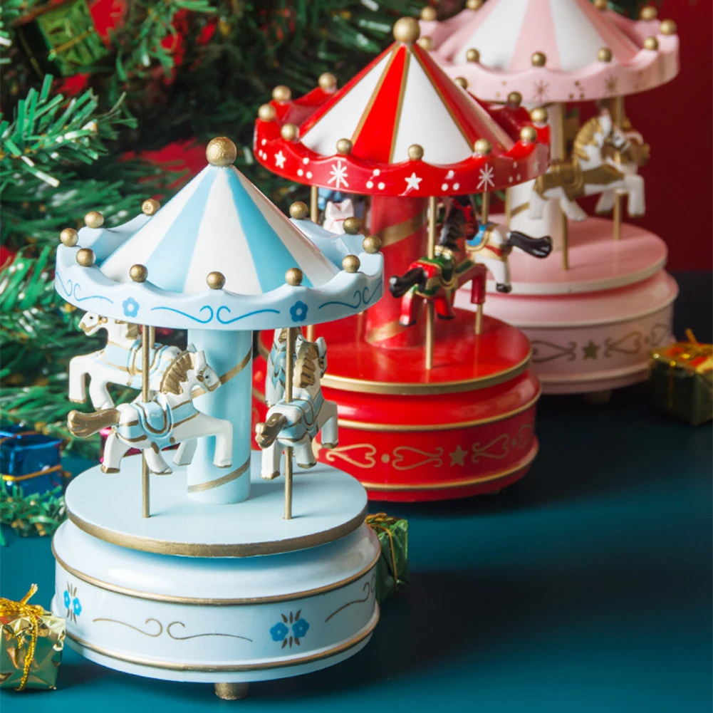 

Christmas Musical Carousel Mini Carousel Music Box Collectable Figurine 6.3inch Music Snow Globe Home Decoration for Girls Boys