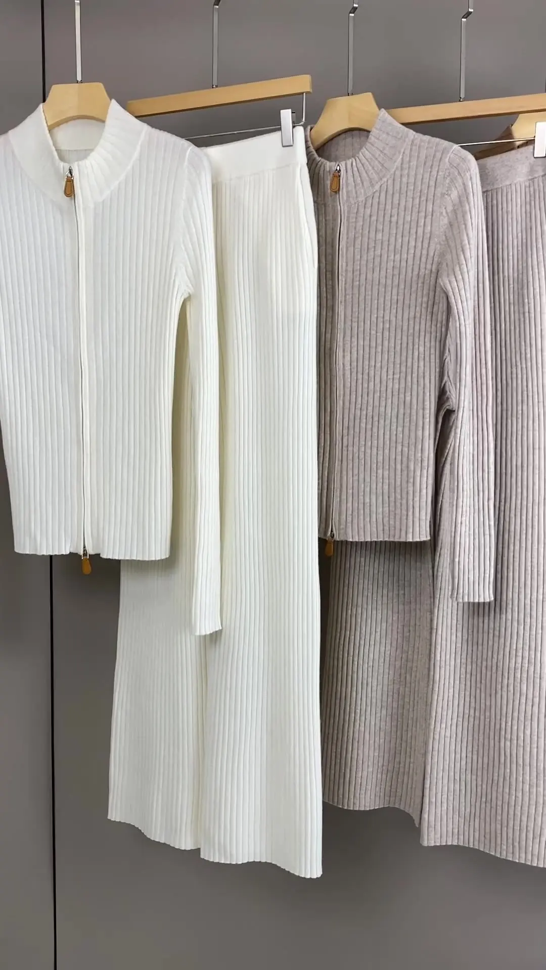 المرأة الخريف والشتاء جديد مريح Crewneck الكشمير محبوك سترة الأيل الخصر السراويل نصف تنورة دعوى #3