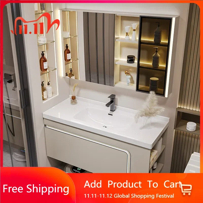 

Replica Show Bathroom Cabinets Storage Ceramic Integrated Washbasin Bathroom Cabinet Sink Organizer Vestidores Trendy Furniture
