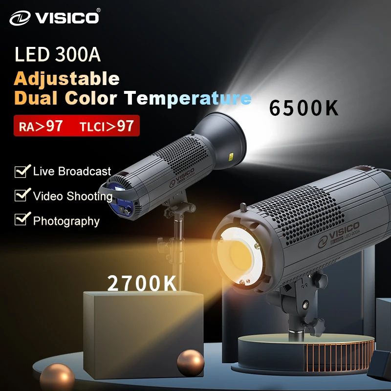VISICO 300W Bowens Mount Bi-Color COB LED Video Light-Portable Professional Studio Lighting with IP33 Rating view 5