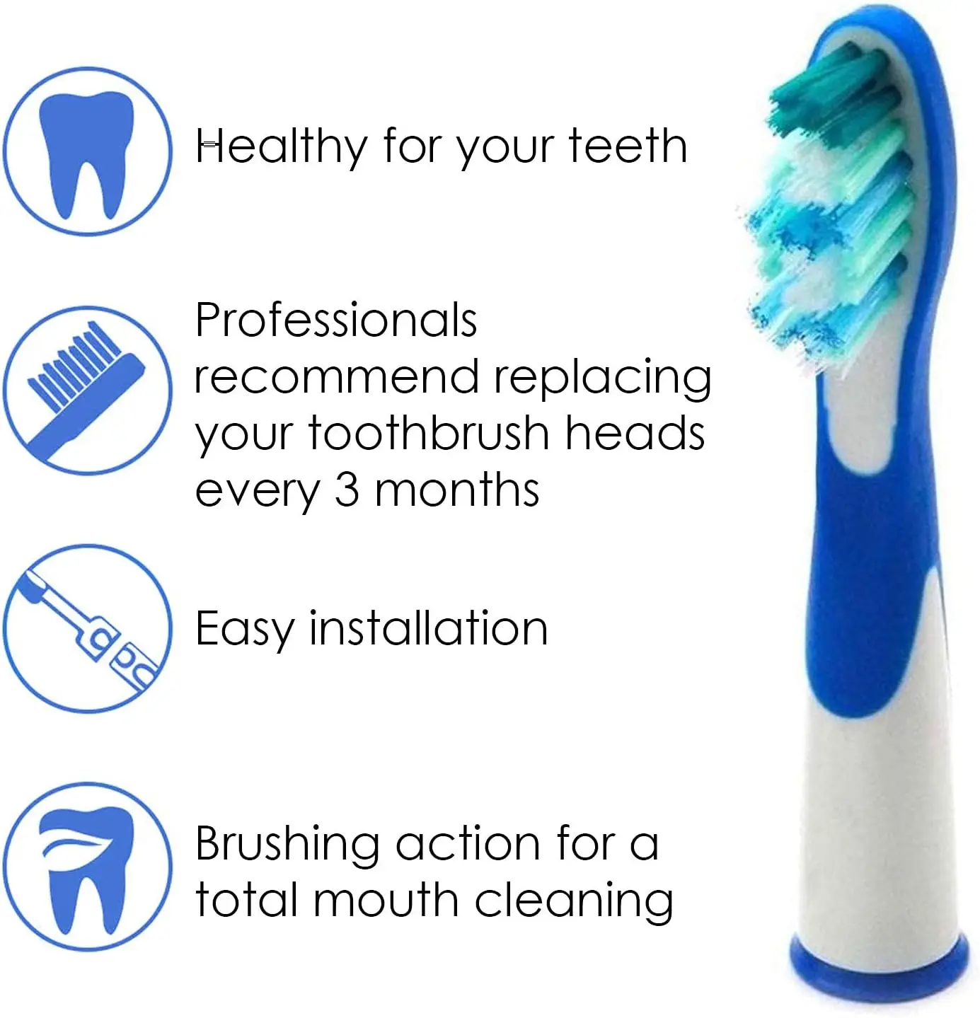 Substituição Toothbrush Heads Compatível com Oral B Sonic, Cabeças completas da escova, Cabeças elétricas da escova, 4 Pack