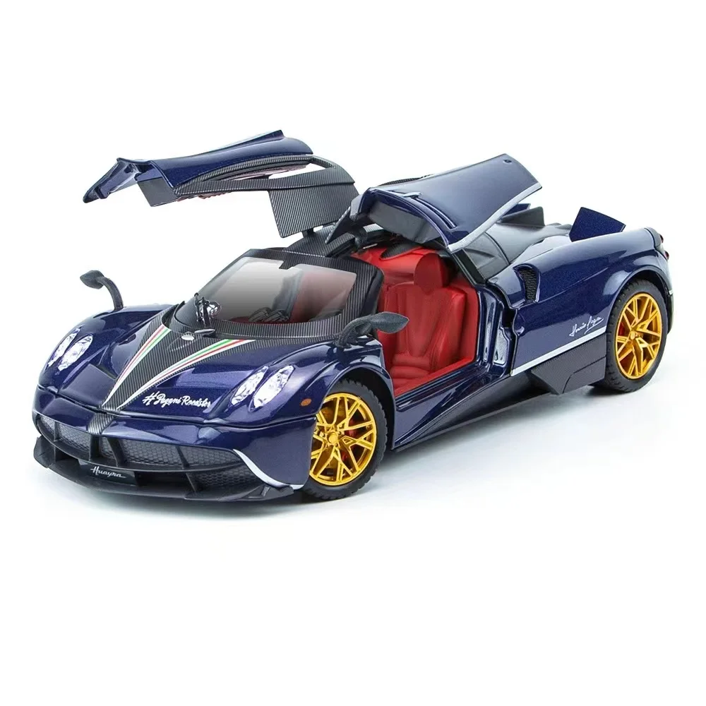 Pagani huayra inastiaスーパーカーモデル、子供用、1:18ディストメタルトイカー、カーモデル、サウンドとライトコレクション、新しい