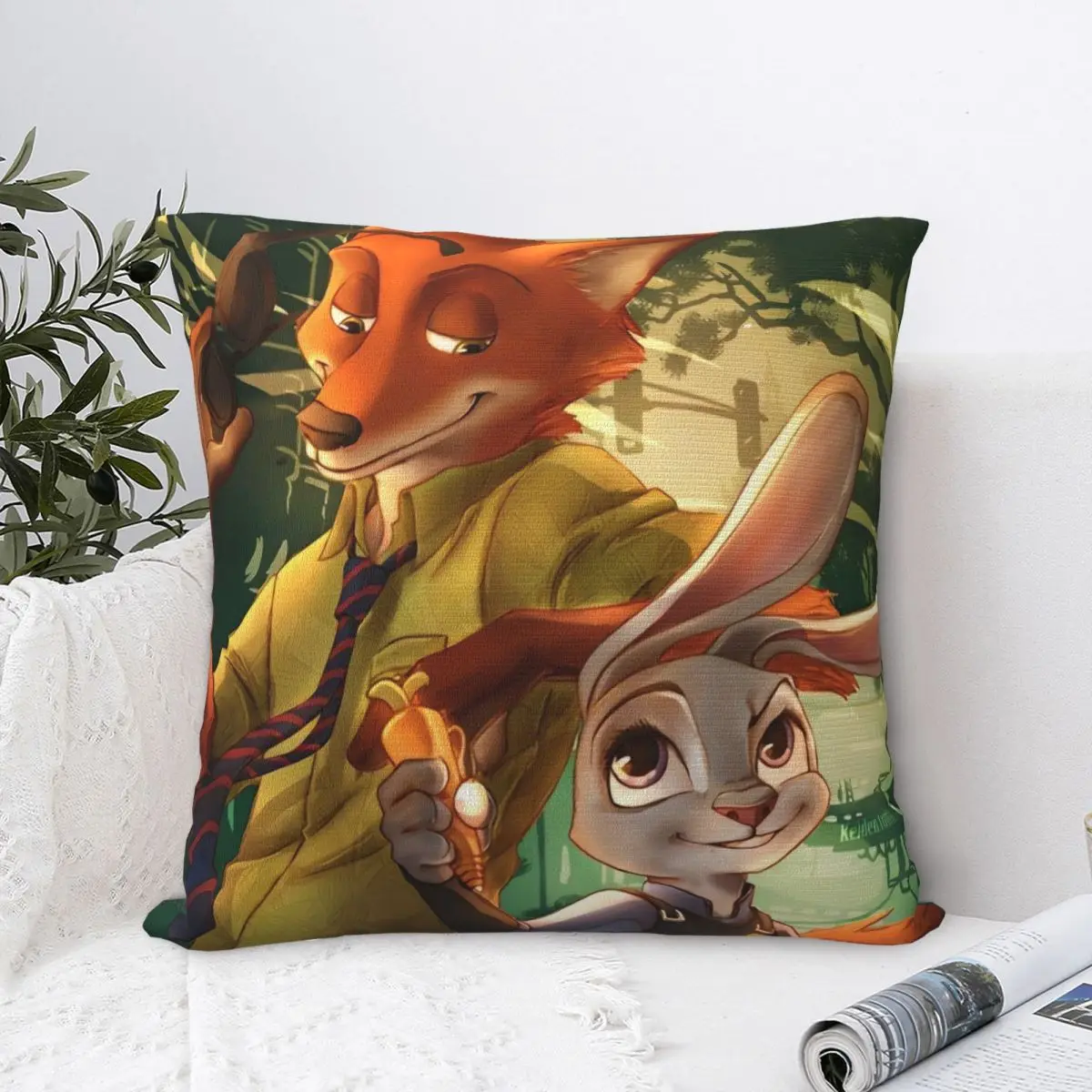 Zootopia Nick Judy Cartoon Pillow Case Cushion Cover Soft Design Pillow Cover Kawaii Pillowcases For Sofa Bedroom Home Decor