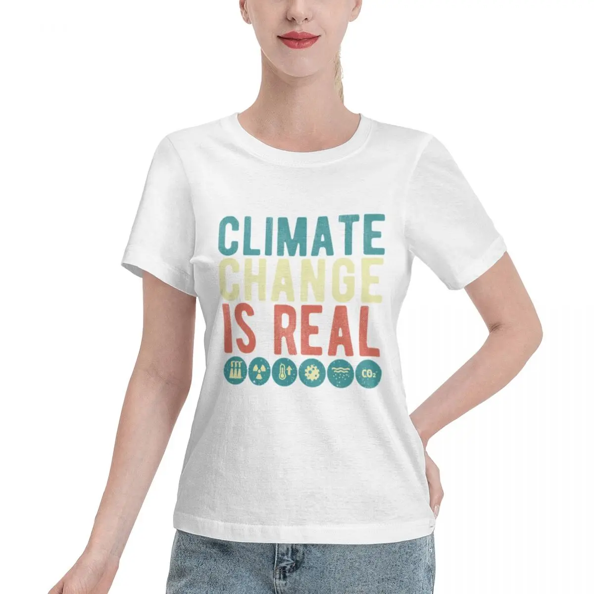 Custom Available Climate Change Is Real Vintage Environment Protection Statement Women's T-shirt Y2K Women Daily Outfit Top