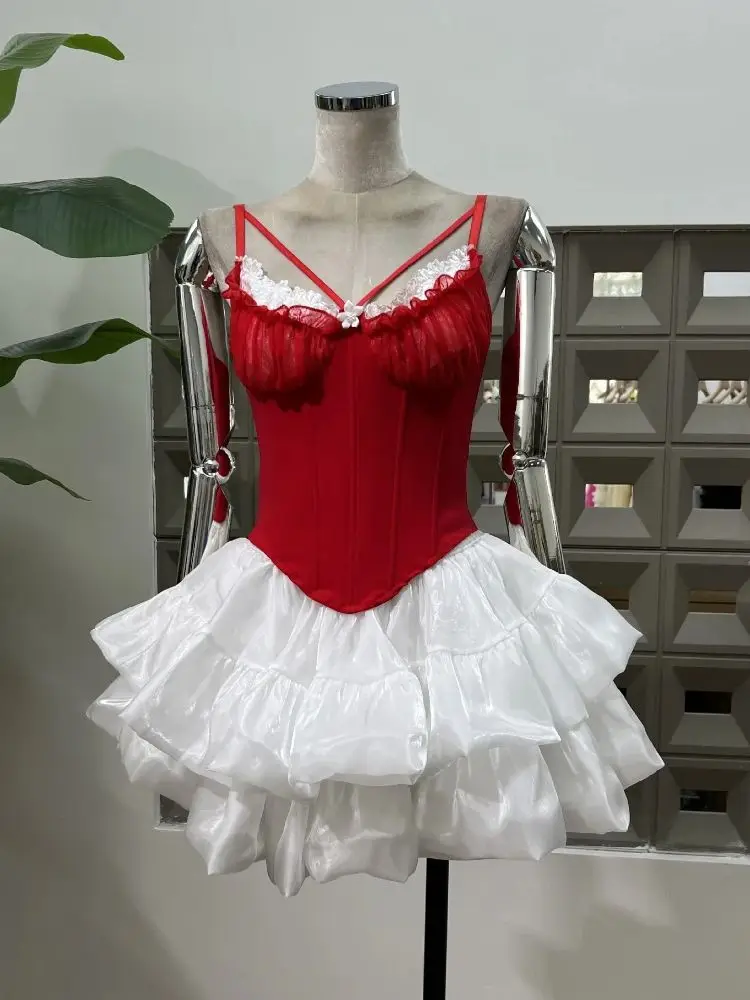 

New Trendy Women's Fashion Outfit 2025 Sexy Top Skirt Sets High Quality Lace Ball Gowns Celebrity Birthday Two Pieces Dress